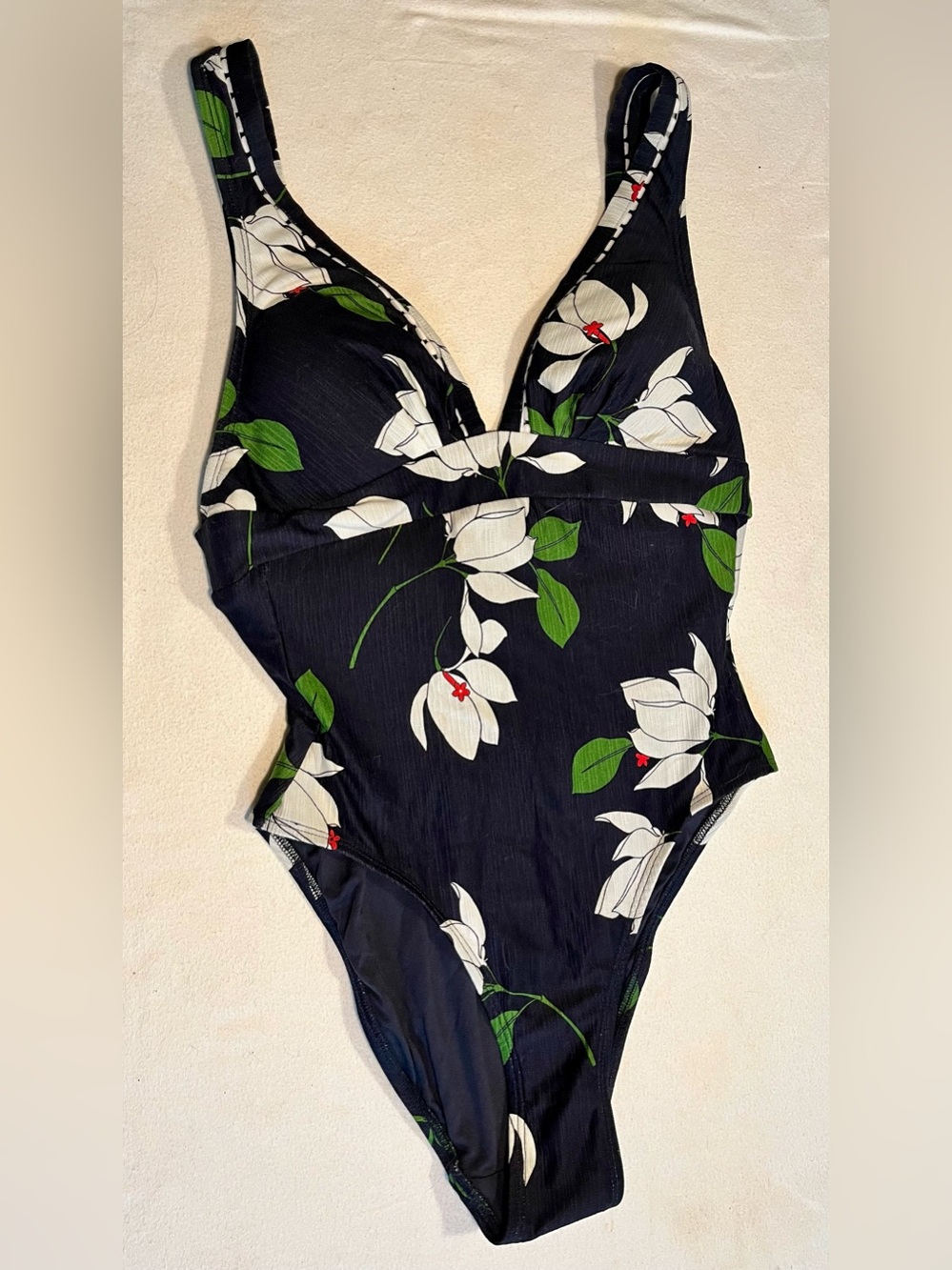Robin Piccone Navy Floral One-Piece Swimsuit Size 10 - Picture 9 of 9